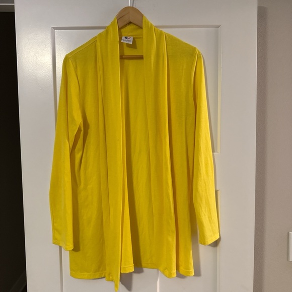 Sweaters - Bright Yellow Open Cardigan